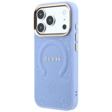 Husa de protectie Guess Saffiano Peony & Ring compatibil cu iPhone 18 Pro Max / iPhone 17 Pro Max, Albastru