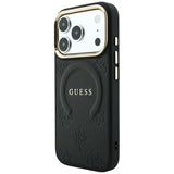 Husa de protectie Guess Saffiano Peony & Ring compatibil cu iPhone 18 Pro / iPhone 17 Pro, Negru