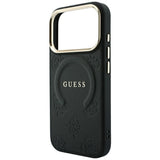 Husa de protectie Guess Saffiano Peony & Ring compatibil cu iPhone 18 Pro / iPhone 17 Pro, Negru
