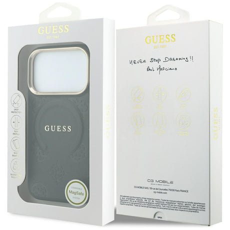 Husa de protectie Guess Saffiano Peony & Ring compatibil cu iPhone 18 Pro Max / iPhone 17 Pro Max, Negru