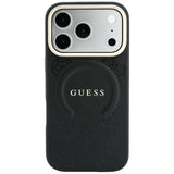 Husa de protectie Guess Saffiano Peony & Ring compatibil cu iPhone 18 Pro Max / iPhone 17 Pro Max, Negru