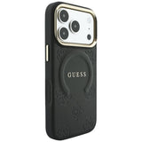 Husa de protectie Guess Saffiano Peony & Ring compatibil cu iPhone 18 Pro Max / iPhone 17 Pro Max, Negru