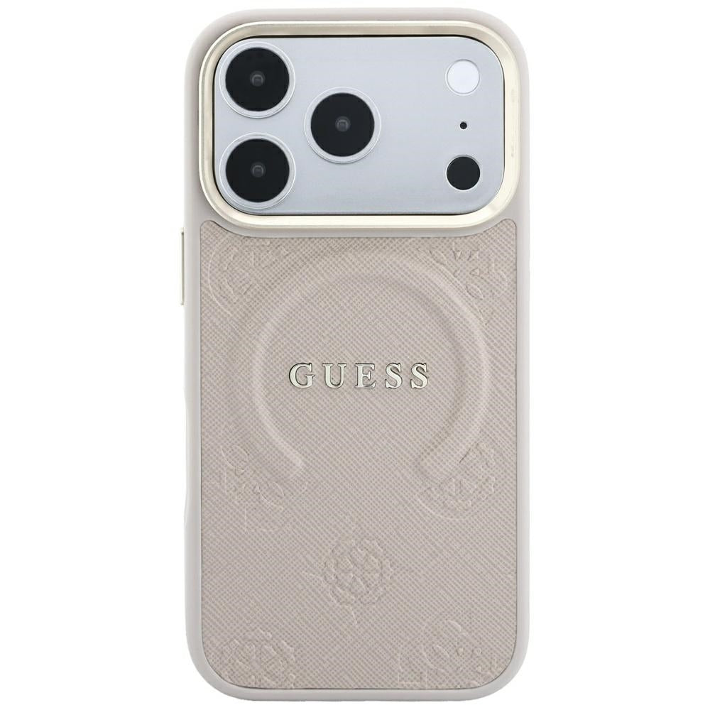 Husa de protectie Guess Saffiano Peony & Ring compatibil cu iPhone 18 Pro / iPhone 17 Pro, Roz