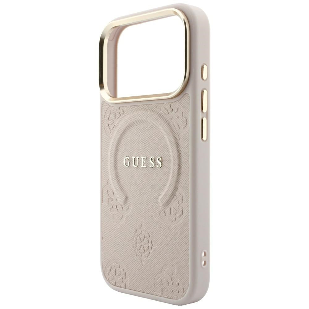 Husa de protectie Guess Saffiano Peony & Ring compatibil cu iPhone 18 Pro / iPhone 17 Pro, Roz
