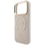 Husa de protectie Guess Saffiano Peony & Ring compatibil cu iPhone 18 Pro / iPhone 17 Pro, Roz