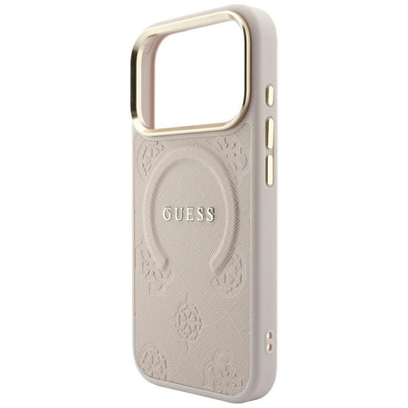 Husa de protectie Guess Saffiano Peony & Ring compatibil cu iPhone 18 Pro / iPhone 17 Pro, Roz