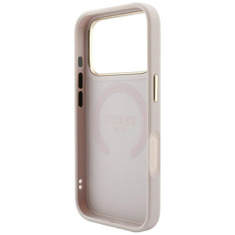 Husa de protectie Guess Saffiano Peony & Ring compatibil cu iPhone 18 Pro Max / iPhone 17 Pro Max, Roz