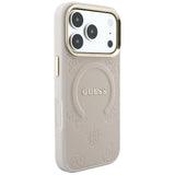 Husa de protectie Guess Saffiano Peony & Ring compatibil cu iPhone 18 Pro Max / iPhone 17 Pro Max, Roz