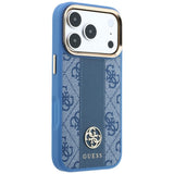 Husa de protectie Guess Leather 4G Stripe compatibil cu iPhone 18 Pro / iPhone 17 Pro, Albastru