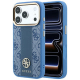 Husa de protectie Guess Leather 4G Stripe compatibil cu iPhone 18 Pro / iPhone 17 Pro, Albastru