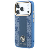 Husa de protectie Guess Leather 4G Stripe compatibil cu iPhone 17 Pro Max / iPhone 18 Pro Max, Albastru