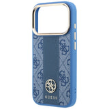 Husa de protectie Guess Leather 4G Stripe compatibil cu iPhone 17 Pro Max / iPhone 18 Pro Max, Albastru