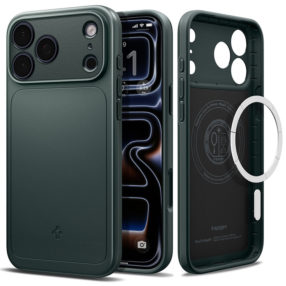 Husa de protectie Spigen Thin Fit compatibil cu iPhone 18 Pro Max / iPhone 17 Pro Max, Verde inchis