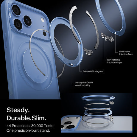 Husa de protectie Torras Ostand O1 Guardian compatibil cu iPhone 17 Pro / iPhone 18 Pro, Albastru