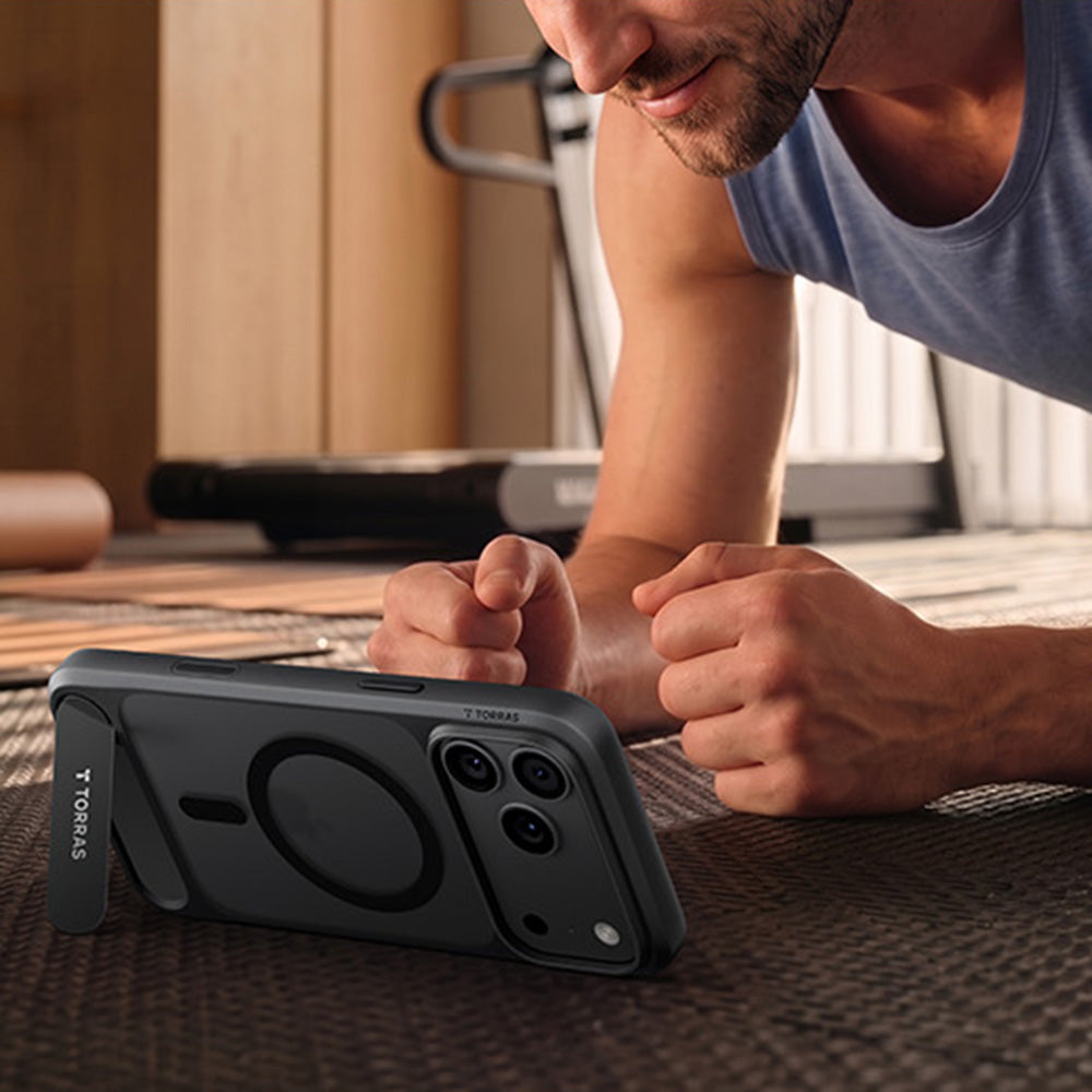 Husa de protectie Torras Ostand L1 Guardian compatibil cu iPhone 17 Pro / iPhone 18 Pro, Negru