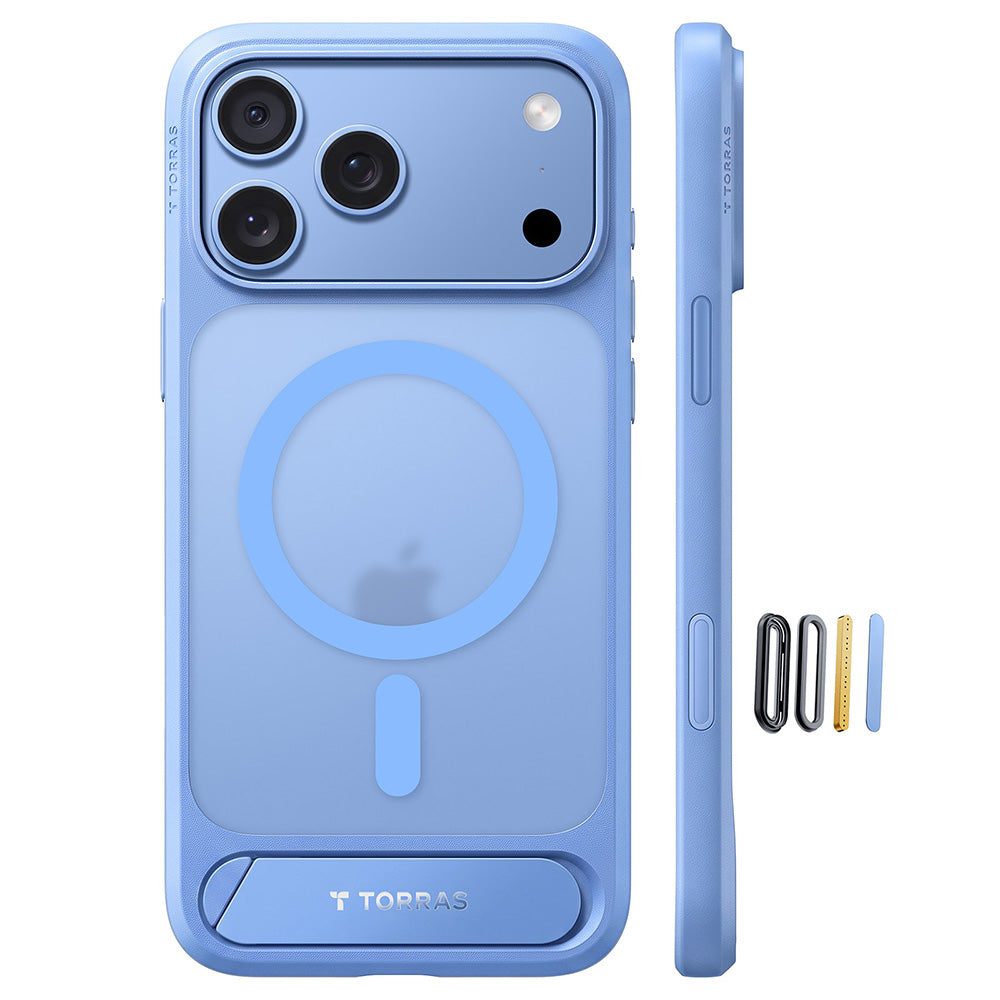 Husa de protectie Torras Ostand L1 Guardian compatibil cu iPhone 17 Pro / iPhone 18 Pro, Albastru