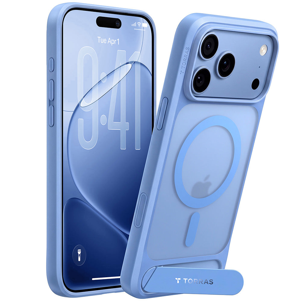 Husa de protectie Torras Ostand L1 Guardian compatibil cu iPhone 17 Pro / iPhone 18 Pro, Albastru