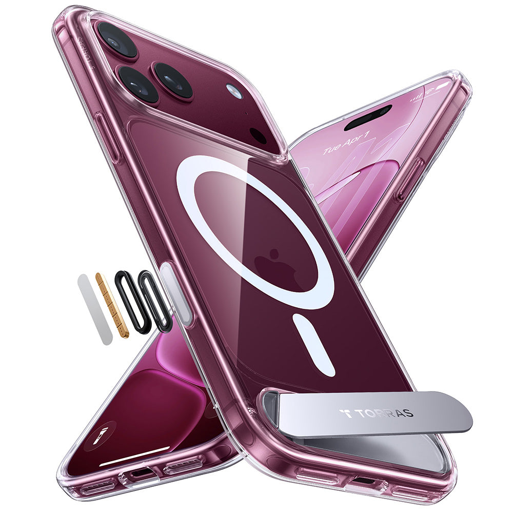 Husa de protectie Torras Ostand L1 Guardian compatibil cu iPhone 18 Pro Max / iPhone 17 Pro Max, Transparent