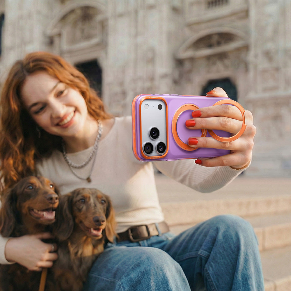 Husa de protectie Torras Ostand O3 compatibil cu iPhone 17 Pro / iPhone 18 Pro, Mov