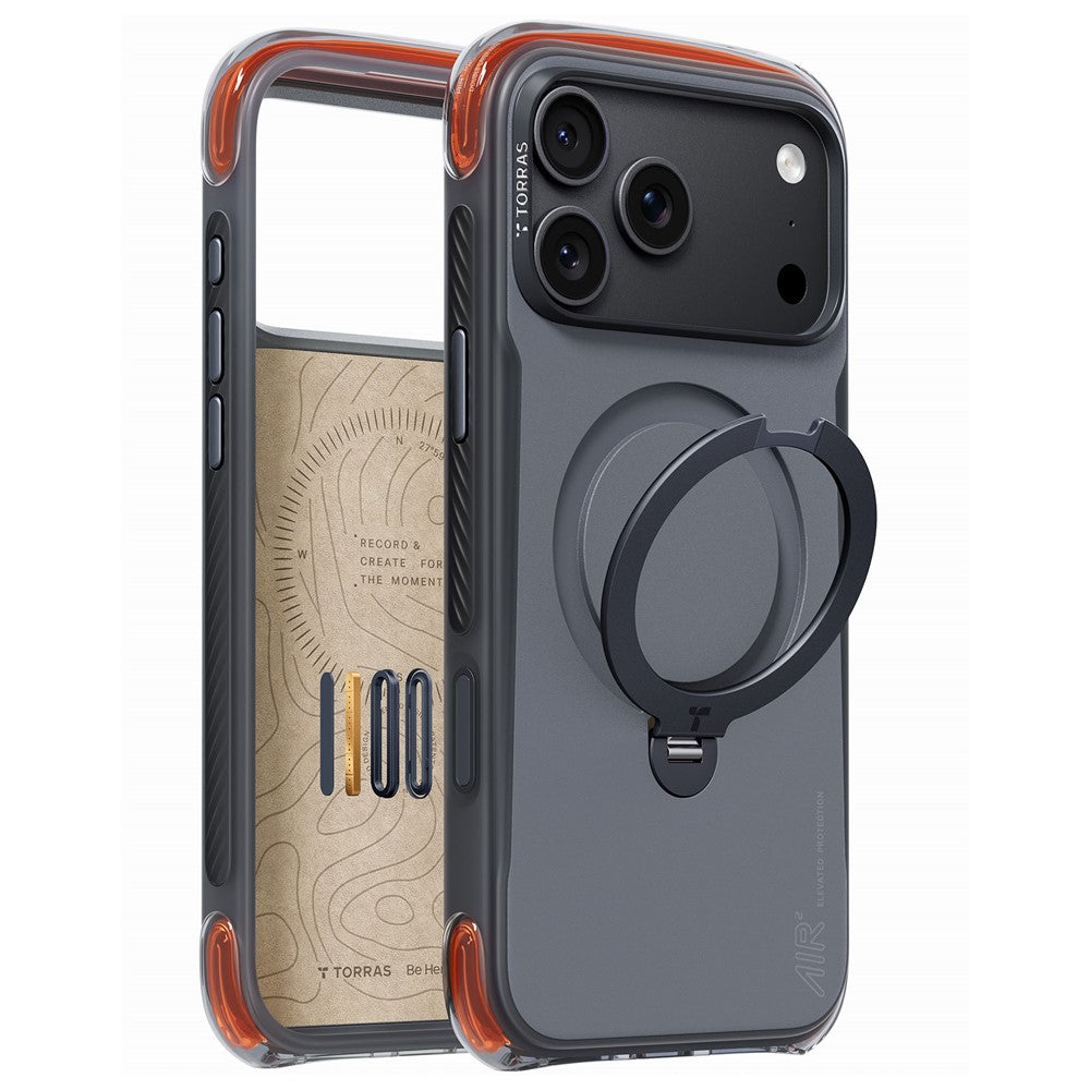 Husa de protectie Torras Ostand Q3 Air Pro compatibil cu iPhone 18 Pro / iPhone 17 Pro, Negru