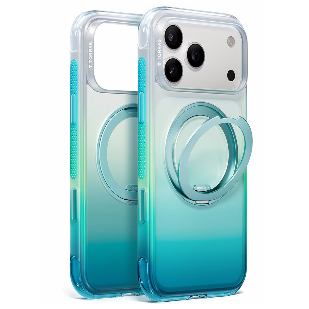 Husa de protectie Torras Ostand O3 Air Gradient compatibil cu iPhone 18 Pro / iPhone 17 Pro, Verde