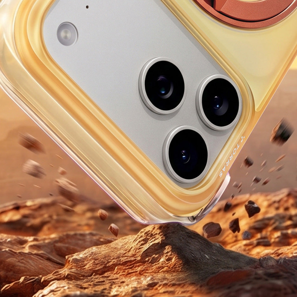 Husa de protectie Torras Ostand O3 Air Gradient compatibil cu iPhone 17 Pro / iPhone 18 Pro, Albastru