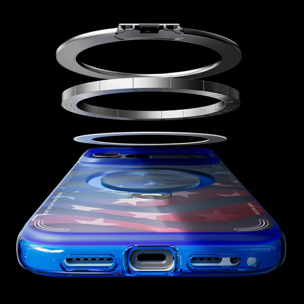 Husa de protectie Torras Ostand Spin Air Football compatibil cu iPhone 17 Pro Max / iPhone 18 Pro Max, Albastru