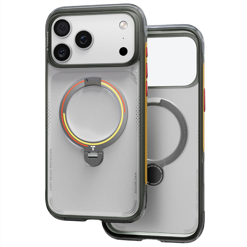 Husa de protectie Torras Ostand Q3 Air compatibil cu iPhone 17 Pro / iPhone 18 Pro, Gri