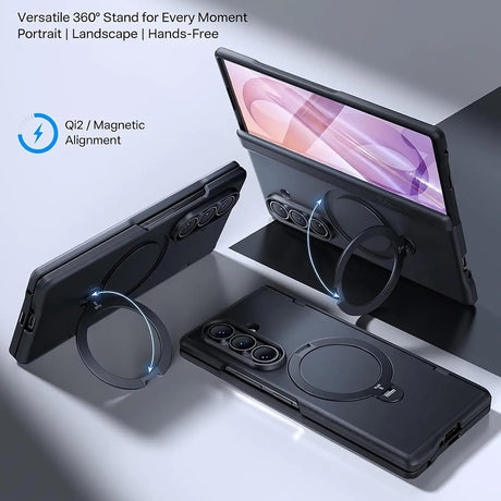 Husa de protectie Torras Ostand Q3 Spin compatibil cu Samsung Galaxy Z Fold8 Ultra, Negru