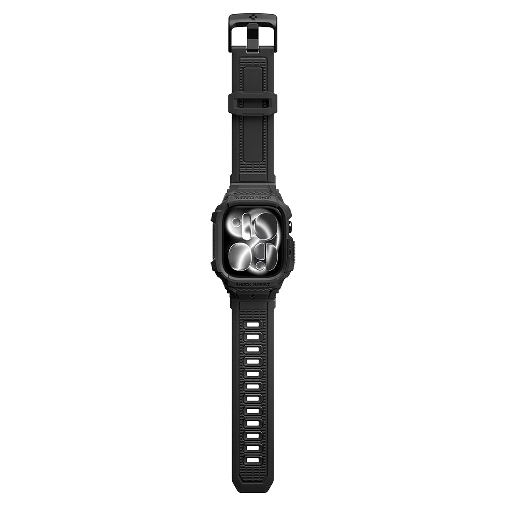 Curea smartwatch Spigen Rugged Armor Pro compatibil cu Apple Watch 12 46mm, Negru