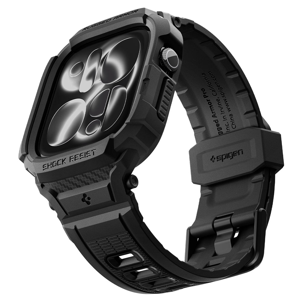 Curea smartwatch Spigen Rugged Armor Pro compatibil cu Apple Watch 12 46mm, Negru