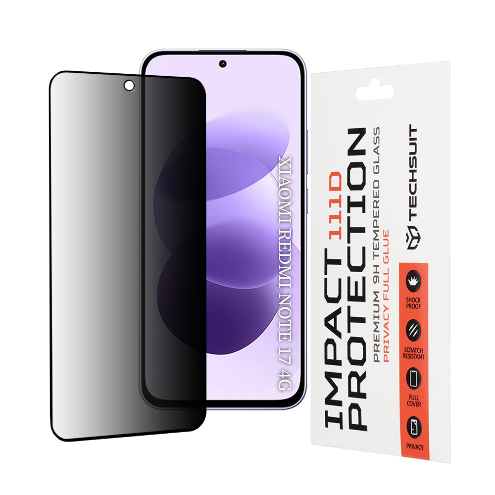 Folie de protectie Techsuit 111D Privacy Full Glue compatibil cu Xiaomi Redmi Note 17 4G / Redmi Note 17 5G, Negru