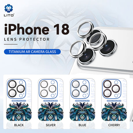 Folie de protectie Lito Titanium AR Camera Glass compatibil cu iPhone 18 Pro / iPhone 18 Pro Max, Negru