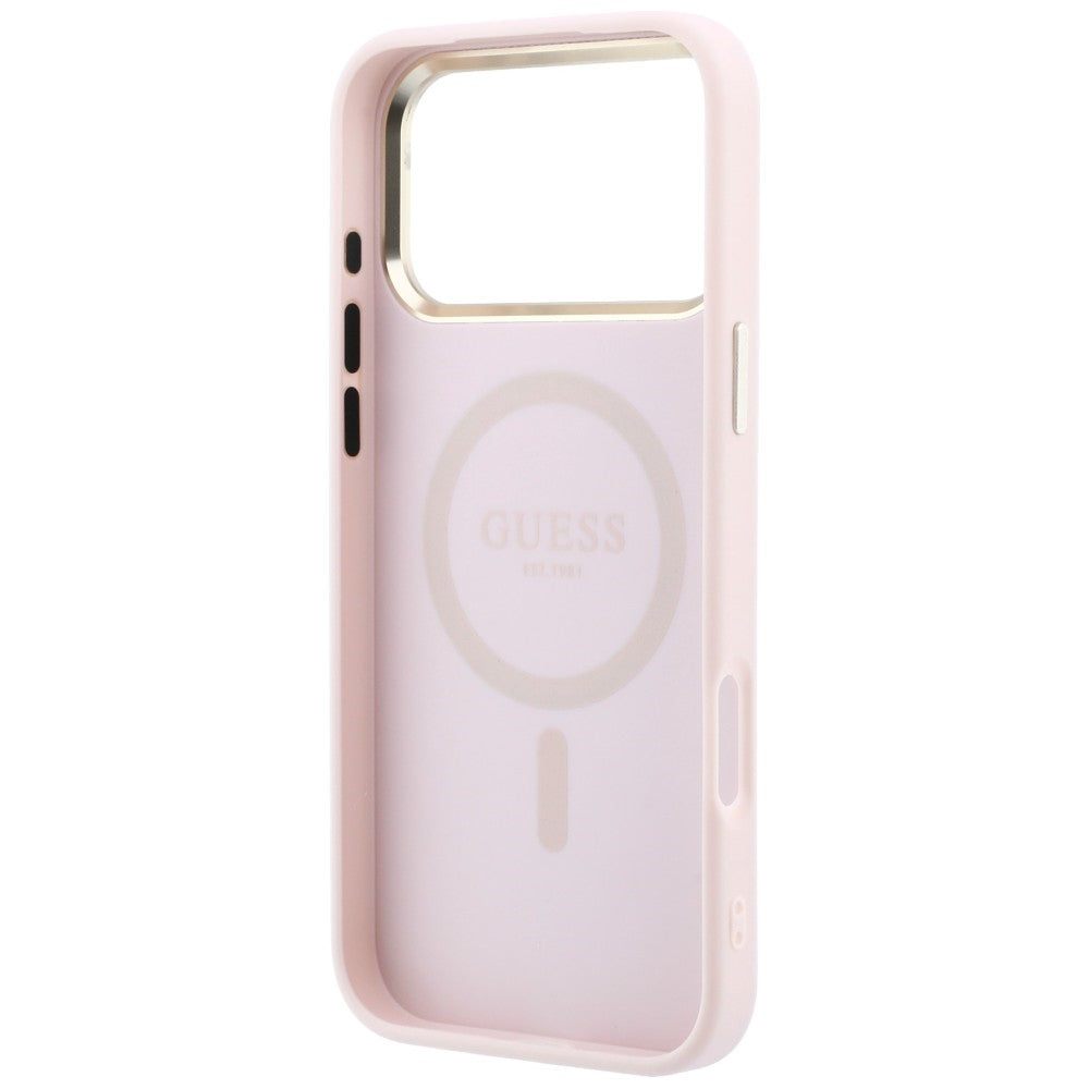 Husa de protectie Guess Saffiano compatibil cu iPhone 17 Pro Max / iPhone 18 Pro Max, Roz