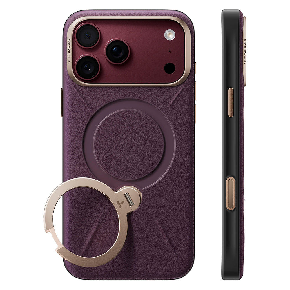 Husa de protectie Torras QPRO Leather Series compatibil cu iPhone 17 Pro / iPhone 18 Pro, Mov
