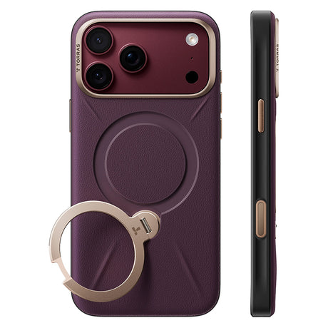 Husa de protectie Torras QPRO Leather Series compatibil cu iPhone 17 Pro / iPhone 18 Pro, Mov