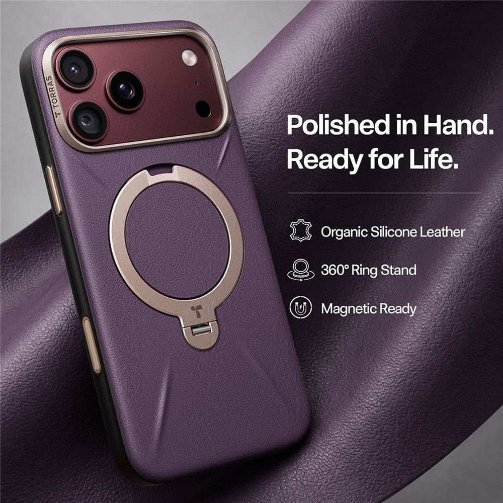 Husa de protectie Torras QPRO Leather Series compatibil cu iPhone 17 Pro / iPhone 18 Pro, Mov