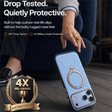 Husa de protectie Torras QPRO Leather Series compatibil cu iPhone 17 Pro / iPhone 18 Pro, Albastru