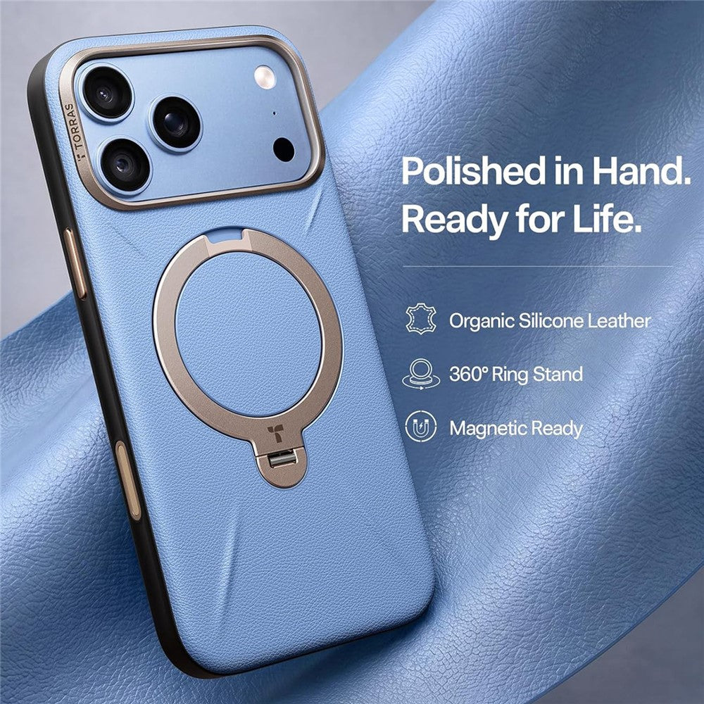 Husa de protectie Torras QPRO Leather Series compatibil cu iPhone 18 Pro Max / iPhone 17 Pro Max, Albastru