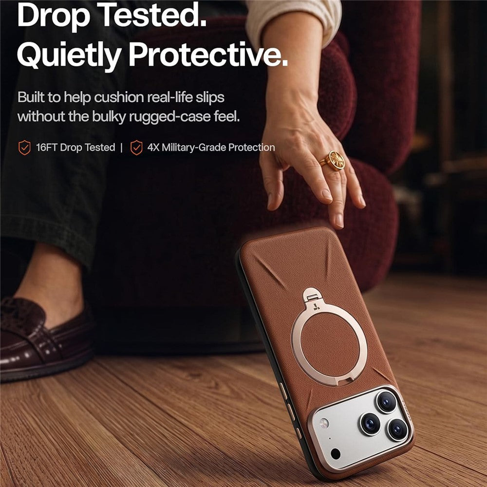 Husa de protectie Torras QPRO Leather Series compatibil cu iPhone 17 Pro / iPhone 18 Pro, Maro