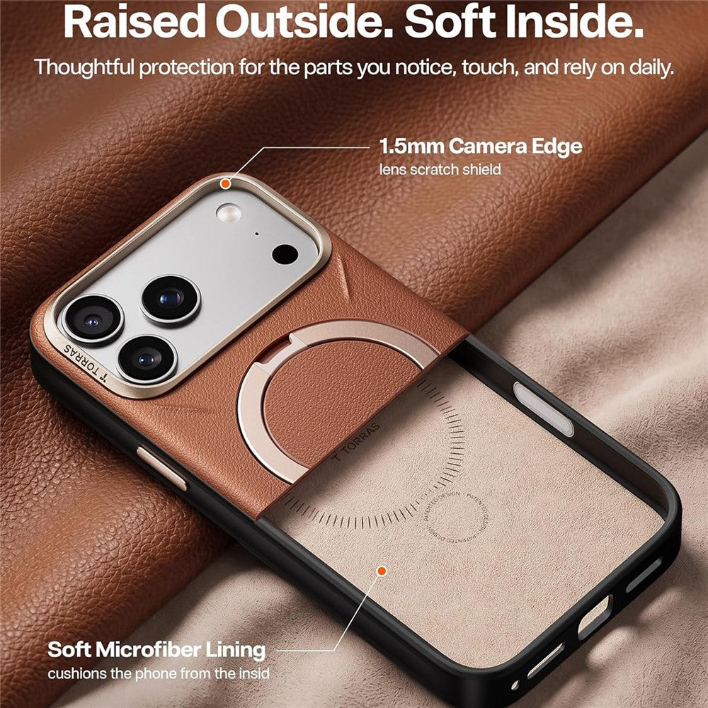 Husa de protectie Torras QPRO Leather Series compatibil cu iPhone 17 Pro / iPhone 18 Pro, Maro