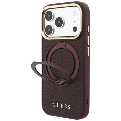 Védőtok Guess Grained Ring, MagSafe-kompatibilis, kompatibilis: iPhone 17 Pro Max / iPhone 18 Pro Max, bordó