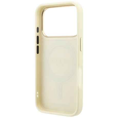 Husa de protectie Guess Grained Ring MagSafe compatibil cu iPhone 17 Pro Max / iPhone 18 Pro Max, Bej