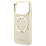 Husa de protectie Guess Grained Ring MagSafe compatibil cu iPhone 17 Pro Max / iPhone 18 Pro Max, Bej