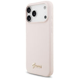 Husa de protectie Guess Silicone Script Metal Logo MagSafe compatibil cu iPhone 18 Pro Max / iPhone 17 Pro Max, Roz