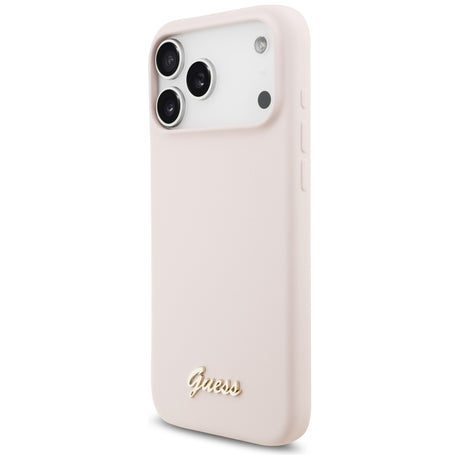 Husa de protectie Guess Silicone Script Metal Logo MagSafe compatibil cu iPhone 18 Pro Max / iPhone 17 Pro Max, Roz