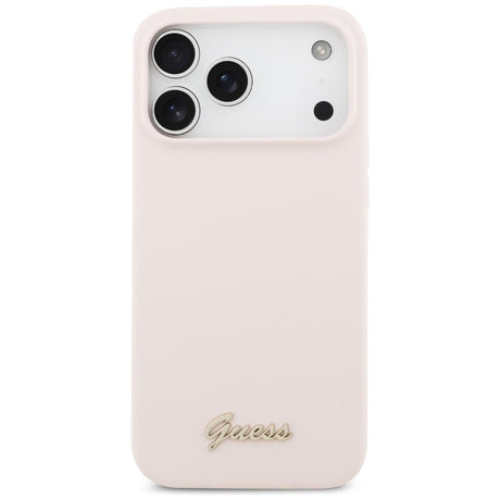 Husa de protectie Guess Silicone Script Metal Logo MagSafe compatibil cu iPhone 18 Pro Max / iPhone 17 Pro Max, Roz