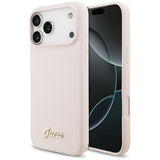 Husa de protectie Guess Silicone Script Metal Logo MagSafe compatibil cu iPhone 18 Pro Max / iPhone 17 Pro Max, Roz