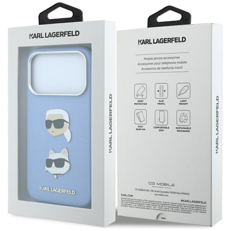 Husa de protectie Karl Lagerfeld Saffiano compatibil cu iPhone 17 Pro Max / iPhone 18 Pro Max, Albastru