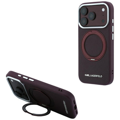 Husa de protectie Karl Lagerfeld Saffiano compatibil cu iPhone 17 Pro Max / iPhone 18 Pro Max, Bordo